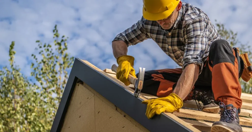 Pawel is fixing a roof back in the day